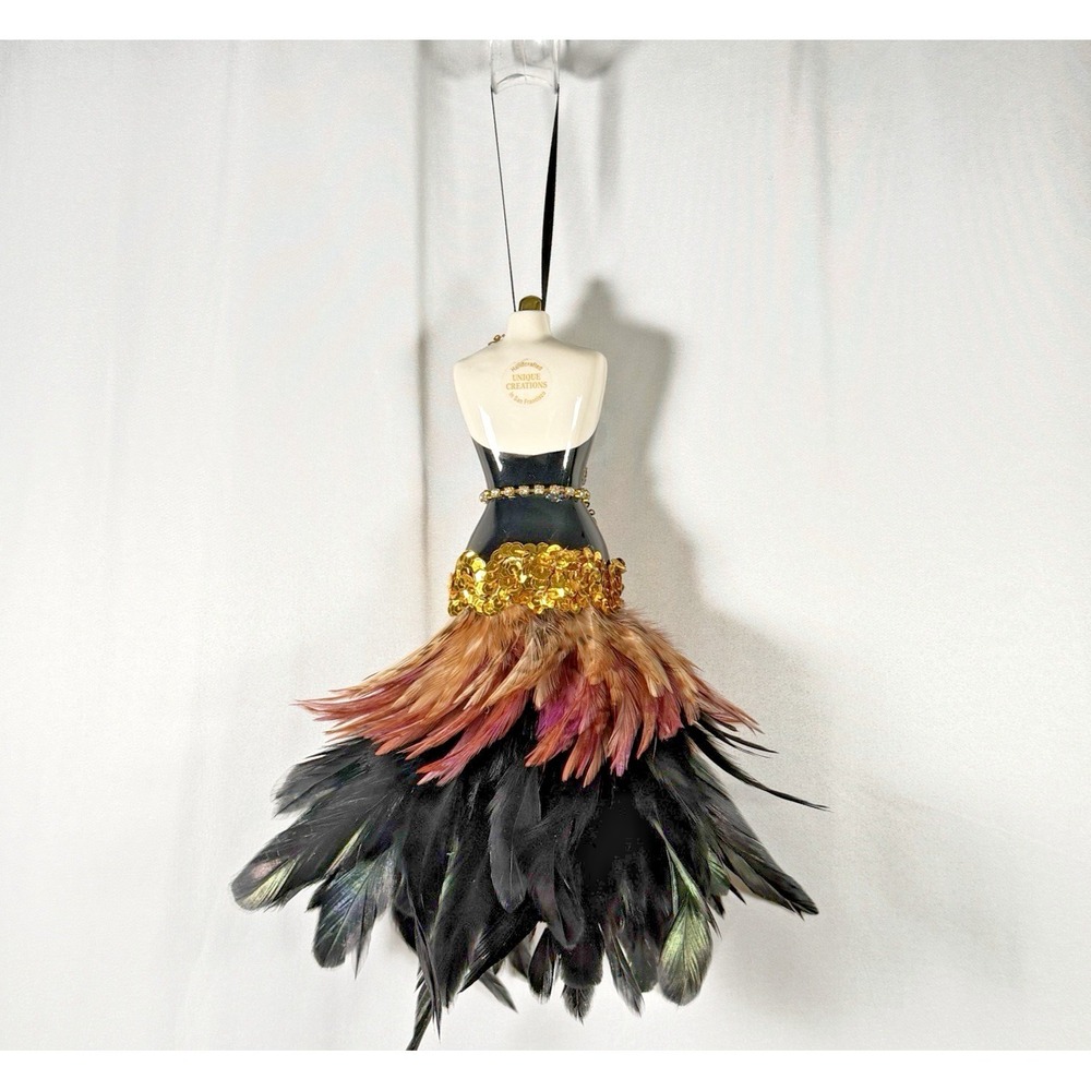 Vintage Feather Dress Form Mannequin Ornament Wall Hanging Unique Creations SF - Picture 2 of 15
